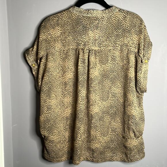 Cotton Express Brown and Black Leopard Short Sleeve Blouse Size Large - Picture 5 of 6